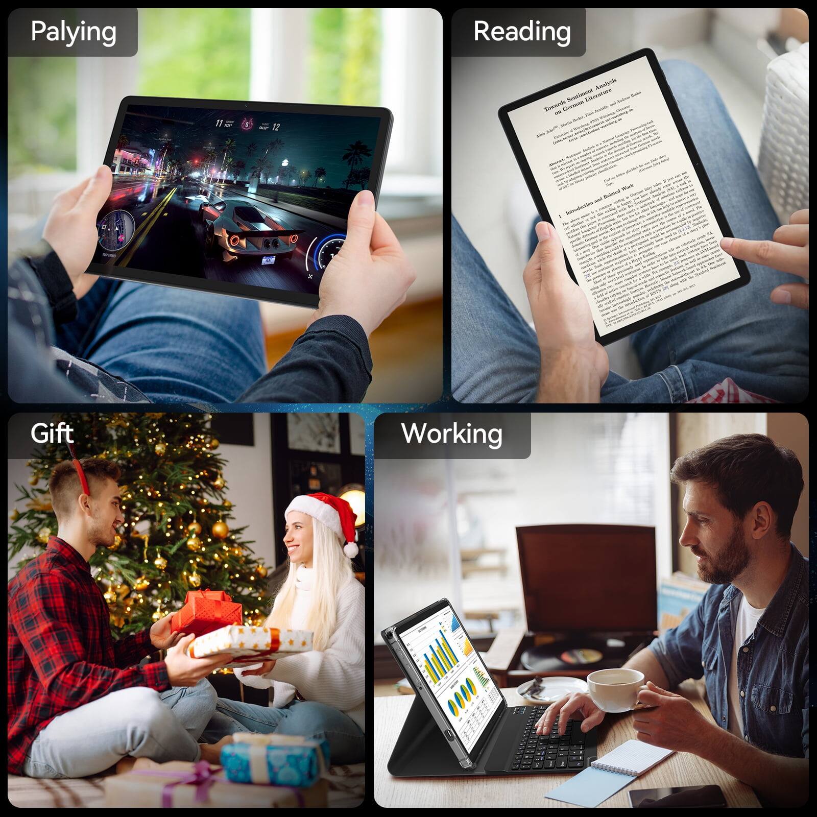 Playing  
Reading  
Gift  
Working