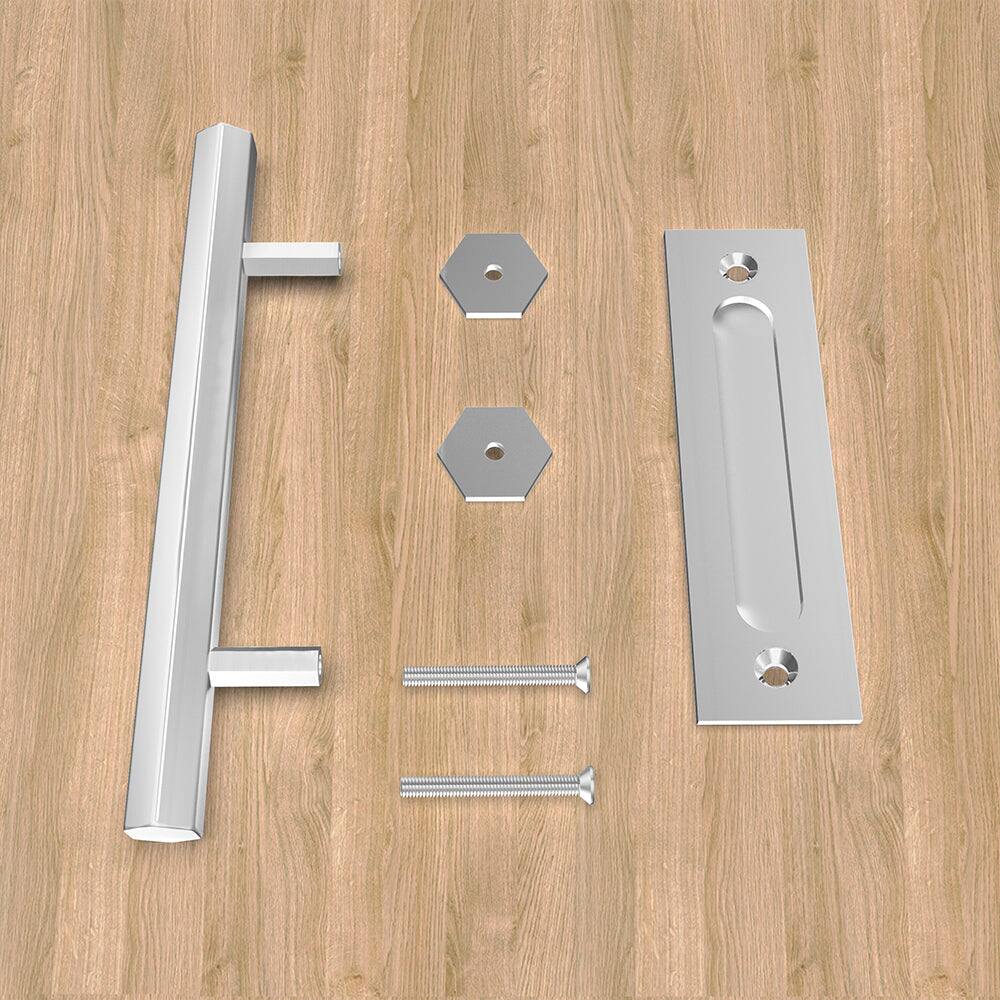 Alt View 4. Boyel Living - 10 in. Stainless Steel Hexagon Pull and Flush Sliding Barn Door Handle Set - Stainless Steel.