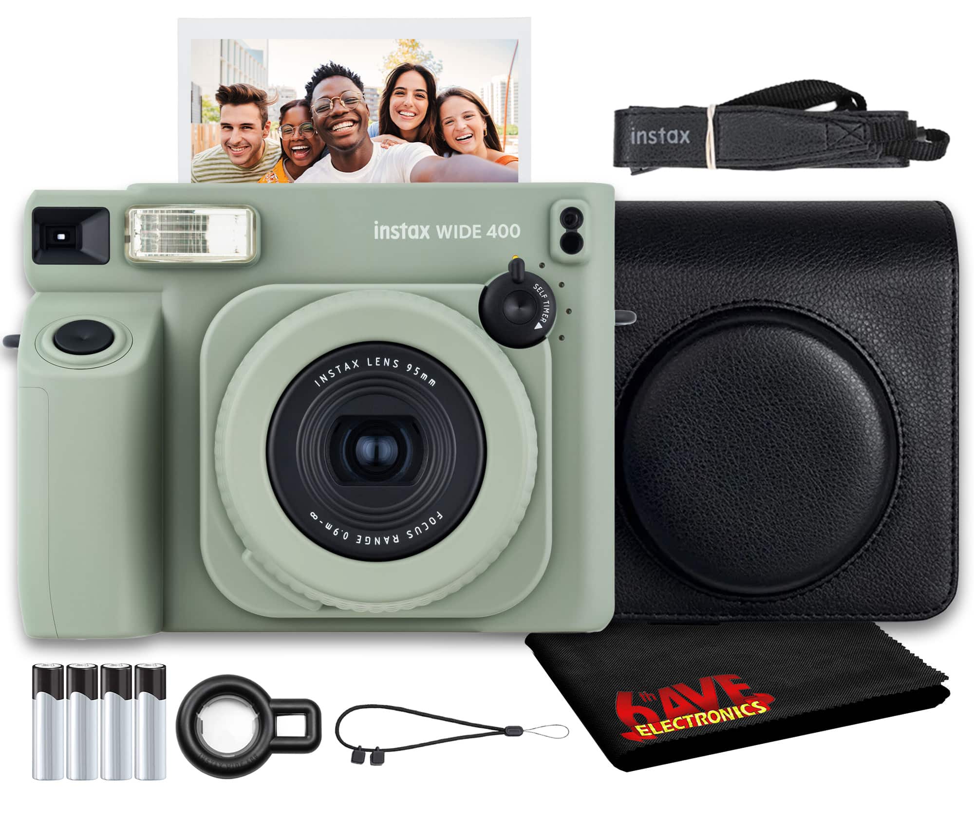 Fujifilm - INSTAX Wide 400 Instant Camera - Sage Green, Case For Instax Wide 400