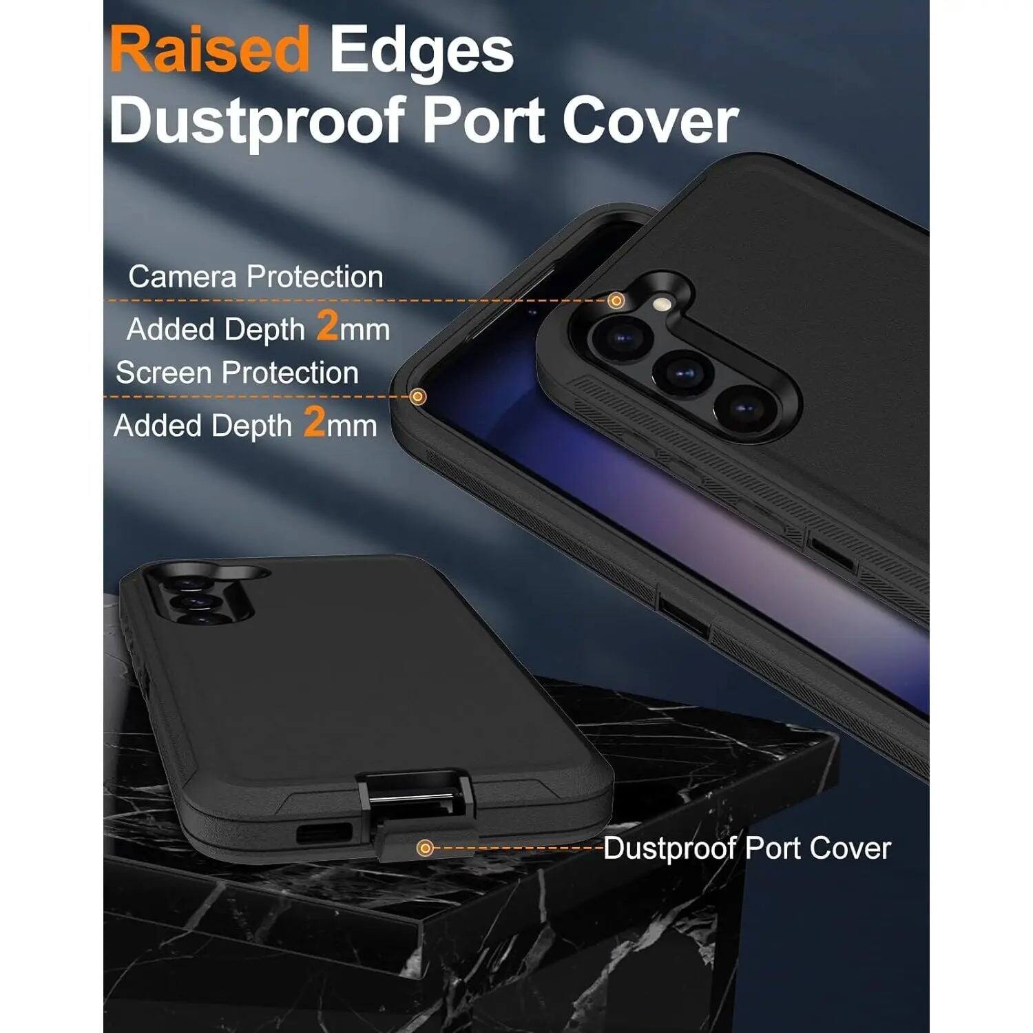 Raised Edges Dustproof Port Cover

Camera Protection
Added Depth 2mm

Screen Protection
Added Depth 2mm

Dustproof Port Cover