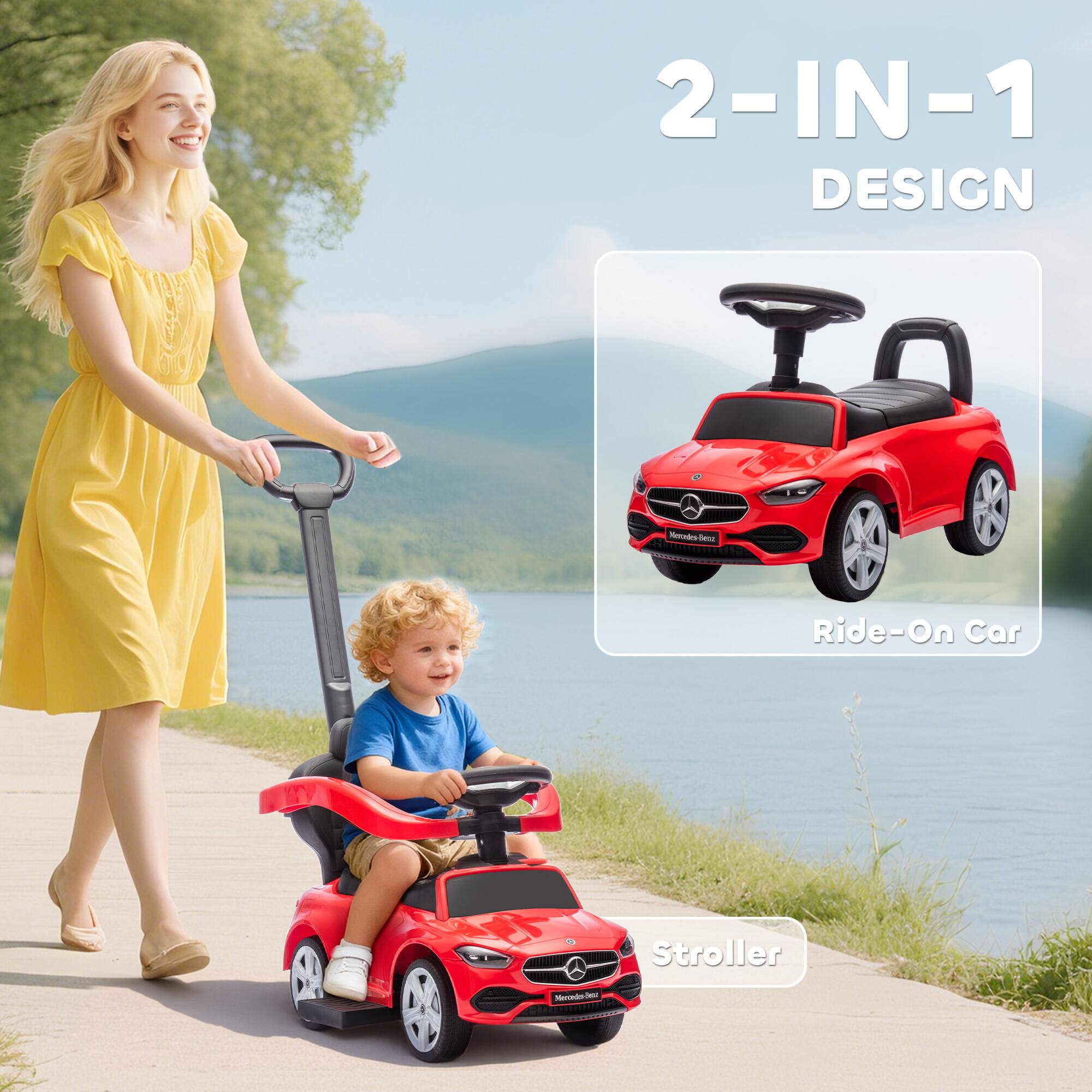 2-IN-1 DESIGN Noode hc Ride-On Car Stroller