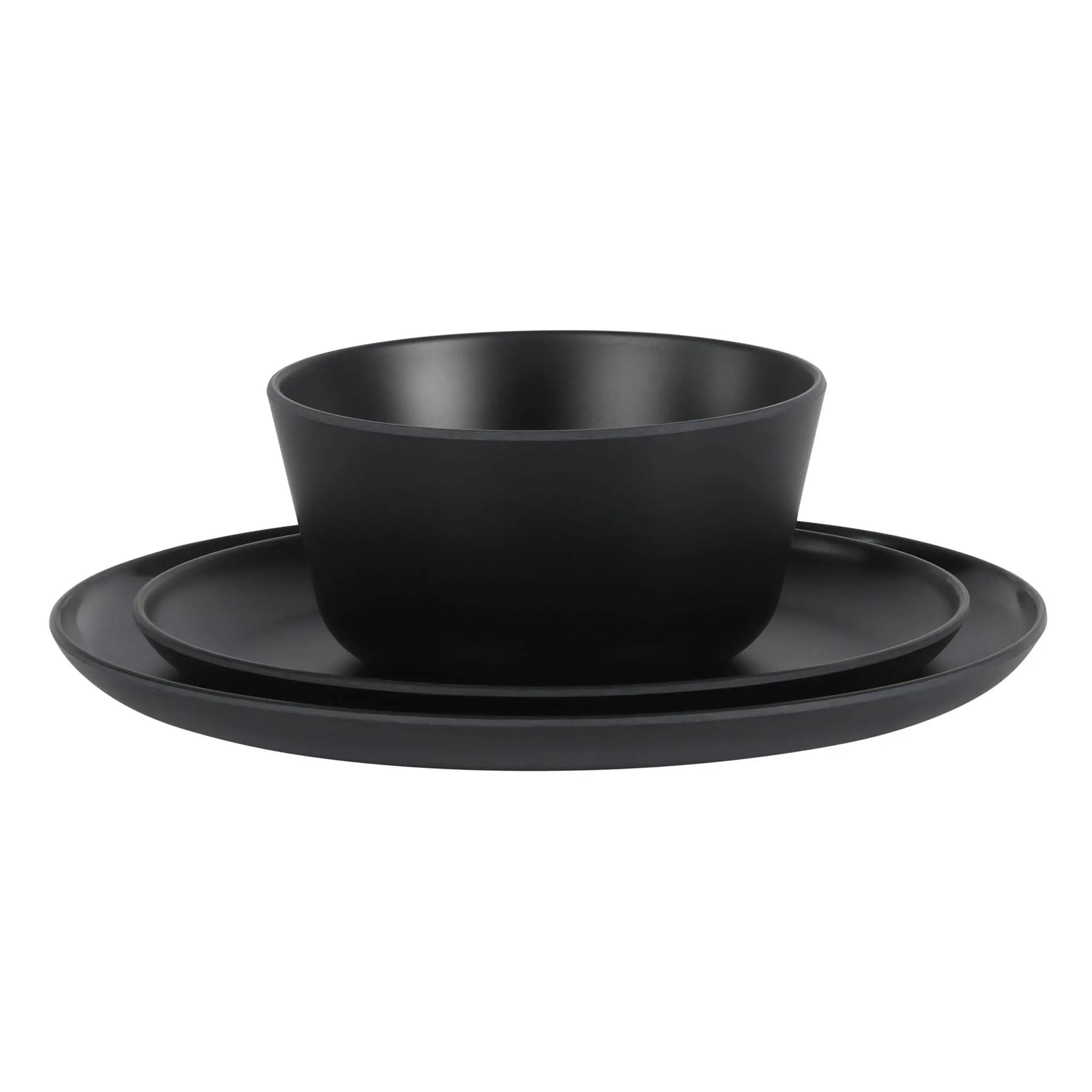 Alt View 2. Gibson - Gibson Home Fairhope 12 Piece Melamine Round Dinnerware Set in Matte Black - Black.