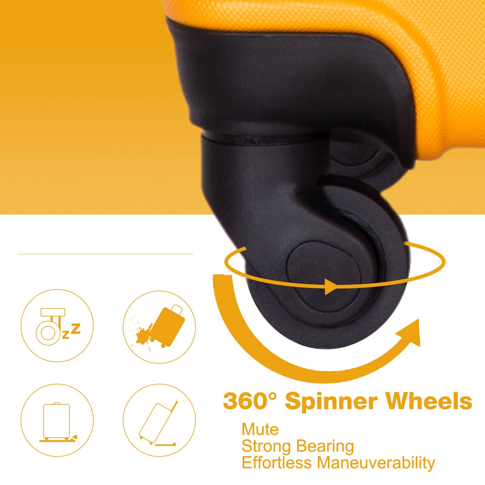 360° Spinner Wheels  
Mute  
Strong Bearing  
Effortless Maneuverability