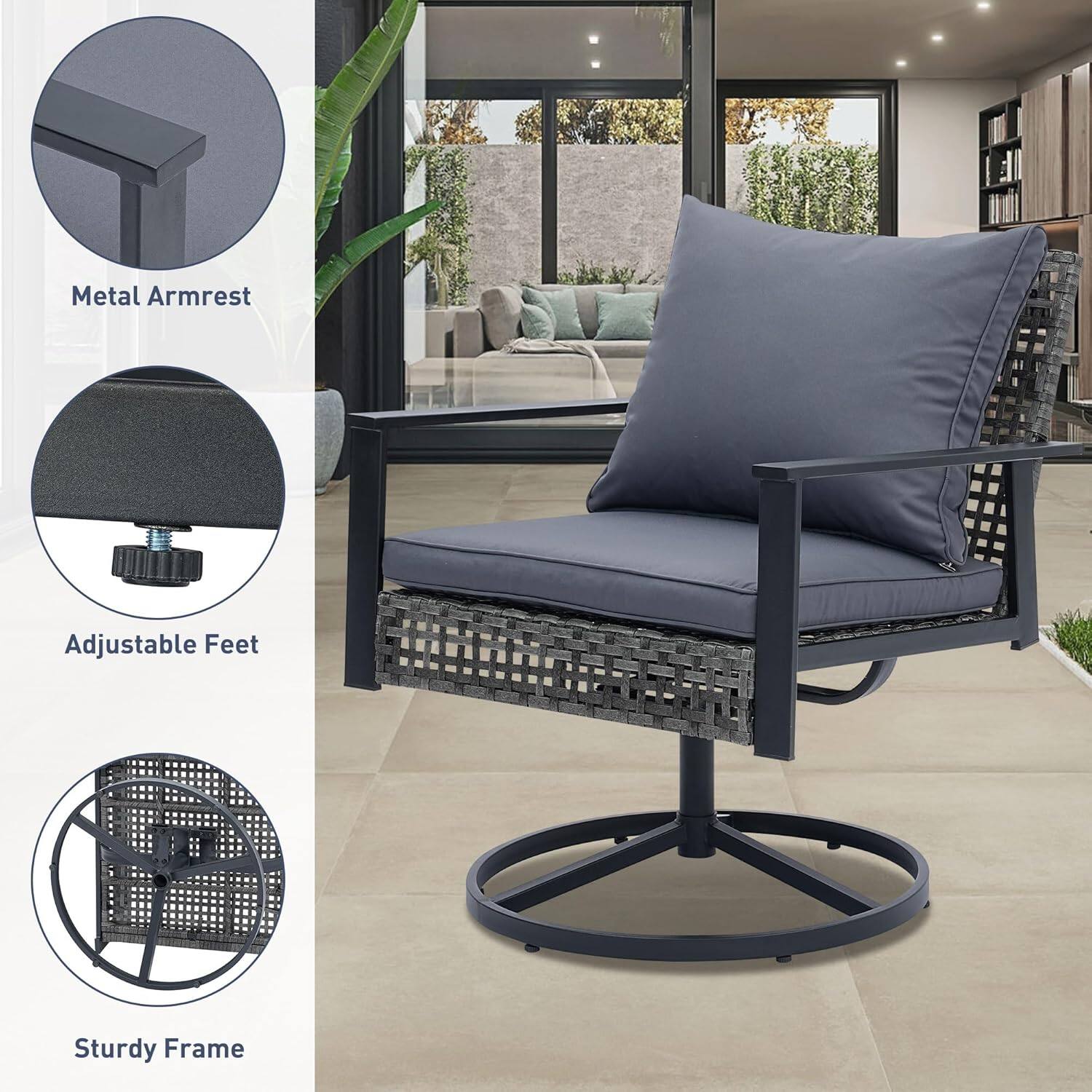Metal Armrest  
Adjustable Feet  
Sturdy Frame