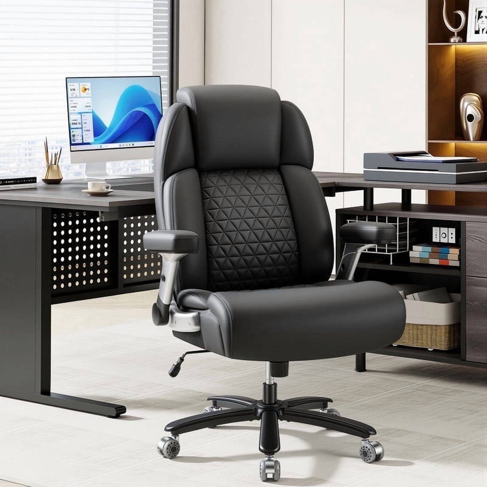 Angle. Homall - High Back Executive Desk Chair Office Chair with Extra Thick Wide Seat, Adjustable Headrest & Lumbar Airbag Support - BLACK.