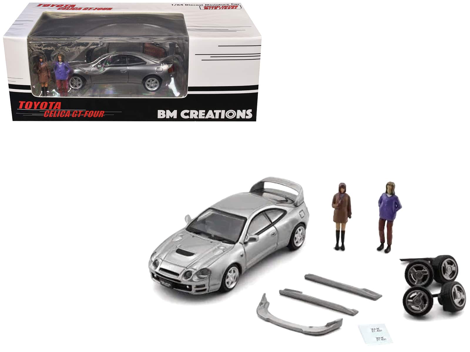 Toyota Celica GT-Four RHD ID Silver Metallic with 2 Figures and Accessories 1/64 Diecast Model Car by BM Creations price history on PriceWatchPro