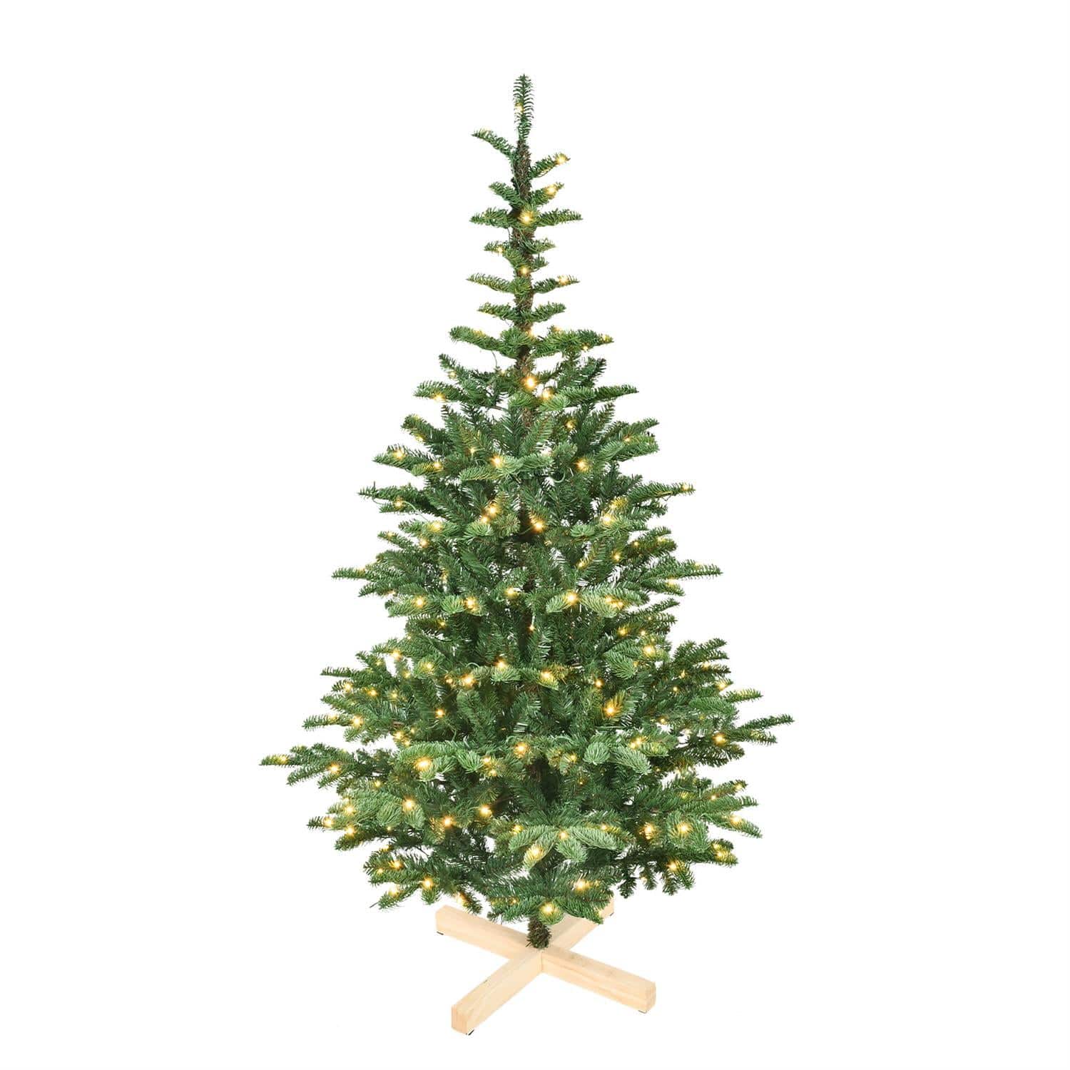 Pefilos - 8ft Tall LED Christmas Tree with 1307PE/PVC Mixed Branch Tips & Hinged Foldable Base, for Indoor Decorations - Green