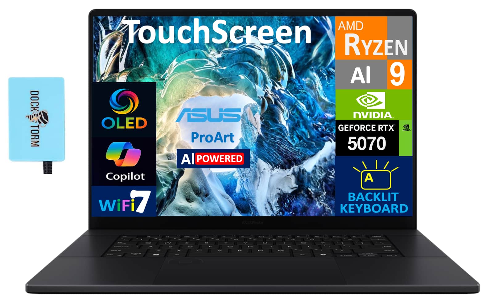 ASUS - ProArt P16 Laptop 16.0 4K (AMD Ryzen AI 9 370, 32GB LPDDR5X, 2TB PCIe SSD, Win 11 Pro) w/USB Hub - Nano Black