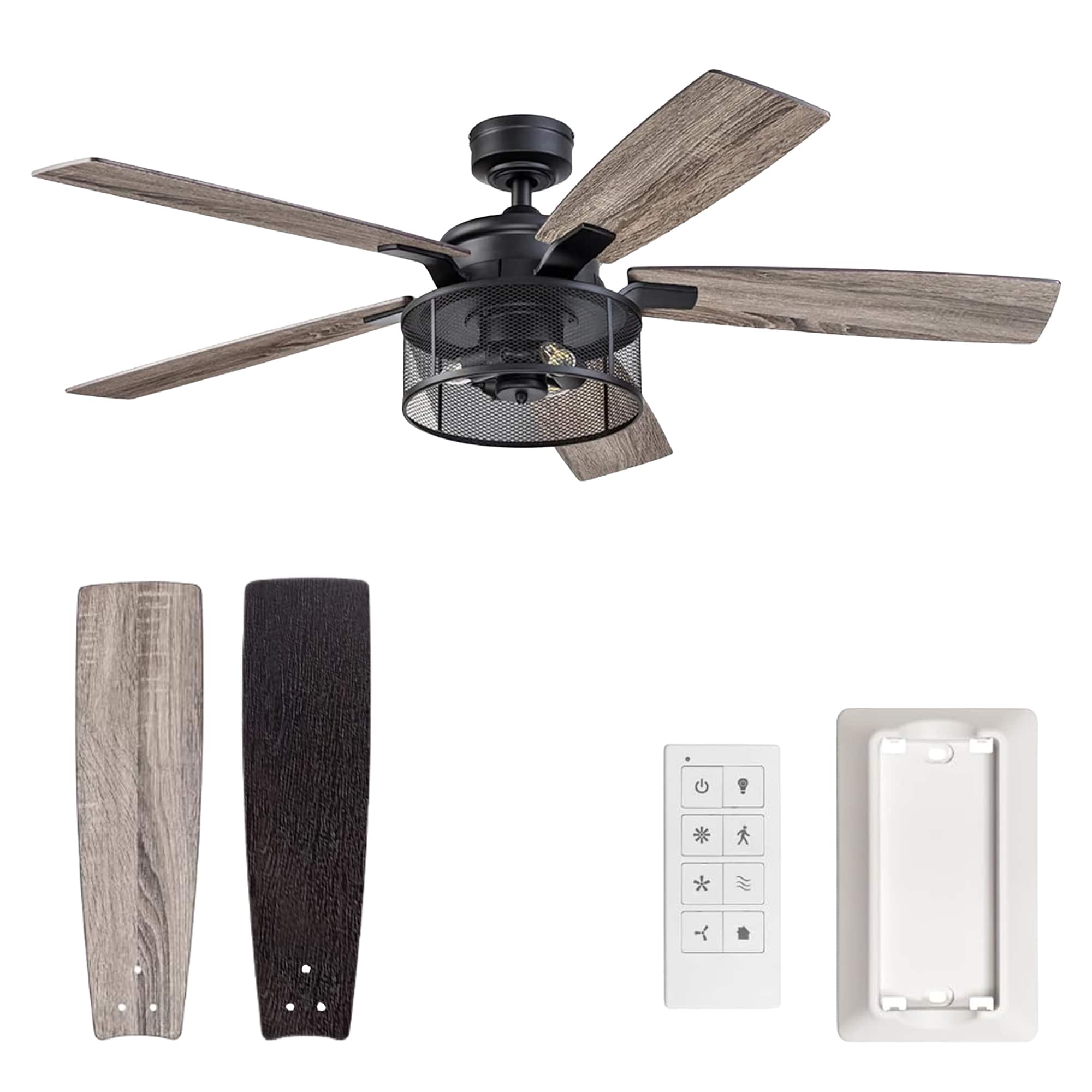 Honeywell - Carnegie Ceiling Fan, Quiet Motor and Remote Control, 52" - Matte Black