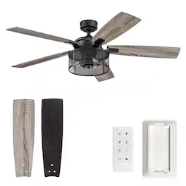 Honeywell - Carnegie Ceiling Fan, Quiet Motor and Remote Control, 52" - Matte Black