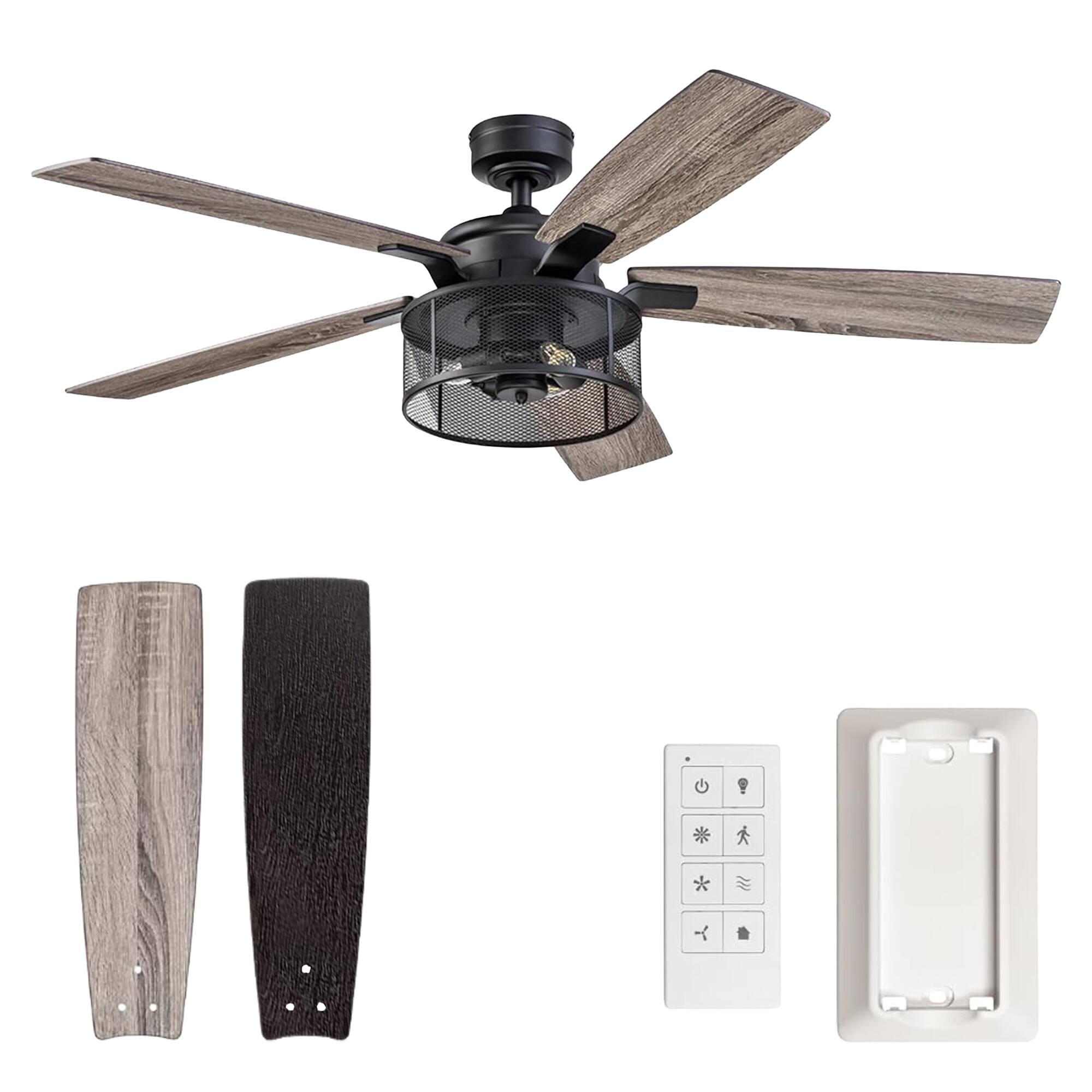 Front. Honeywell - Honeywell Carnegie Ceiling Fan, Quiet Motor and Remote Control, 52", Matte Black - Matte Black.