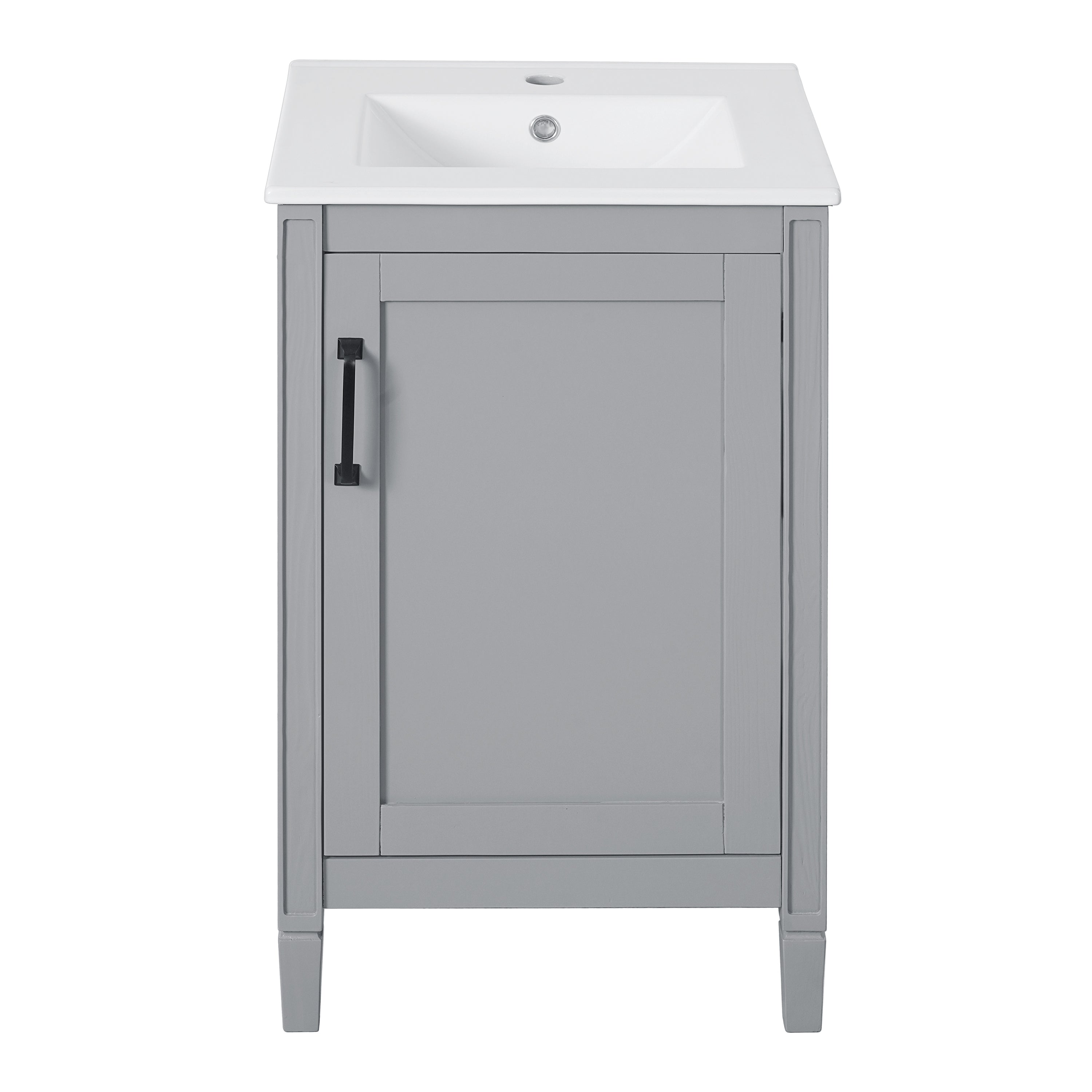 Alt View 10. Boyel Living - 20 Inch Gray Bathroom Vanity with Ceramic Sink Soft Close Door Adjustable U Shaped Shelf and Door Storage Rack - Gray.