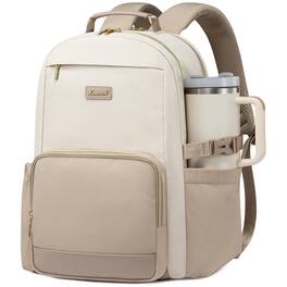 LOVEVOOK - Laptop Backpack for Women with Pouch Pocket for Large Capacity,15.6 Inch Laptop Computer Bag Travel Backpack - Beige