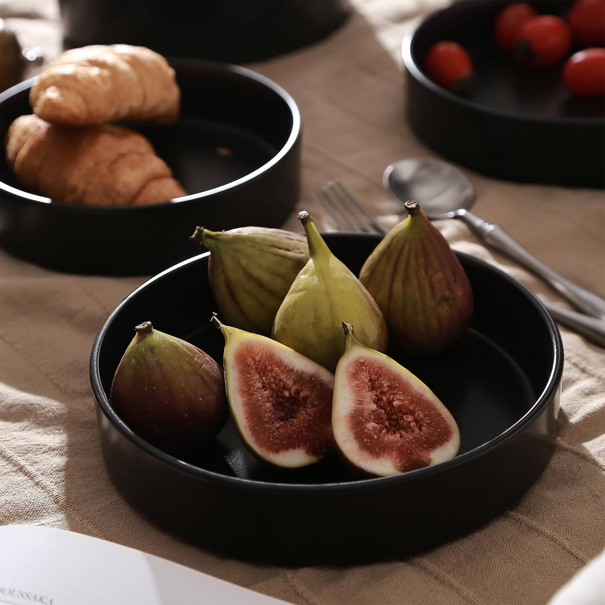 Alt View 3. Stone Lain - Stone Lain Celina Stoneware 4 Piece Pasta Bowl Set, Home Kitchen Utensils, Black - Black.