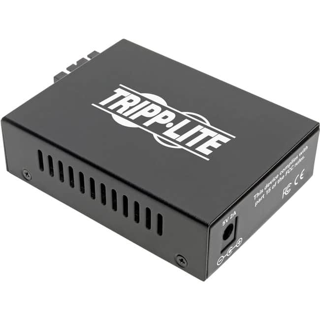 Tripp Lite - by Eaton Gigabit Singlemode Fiber to Ethernet Media Converter, SC, 1310 nm, 20 km (12.4 mi.) - 1 x Network - Black