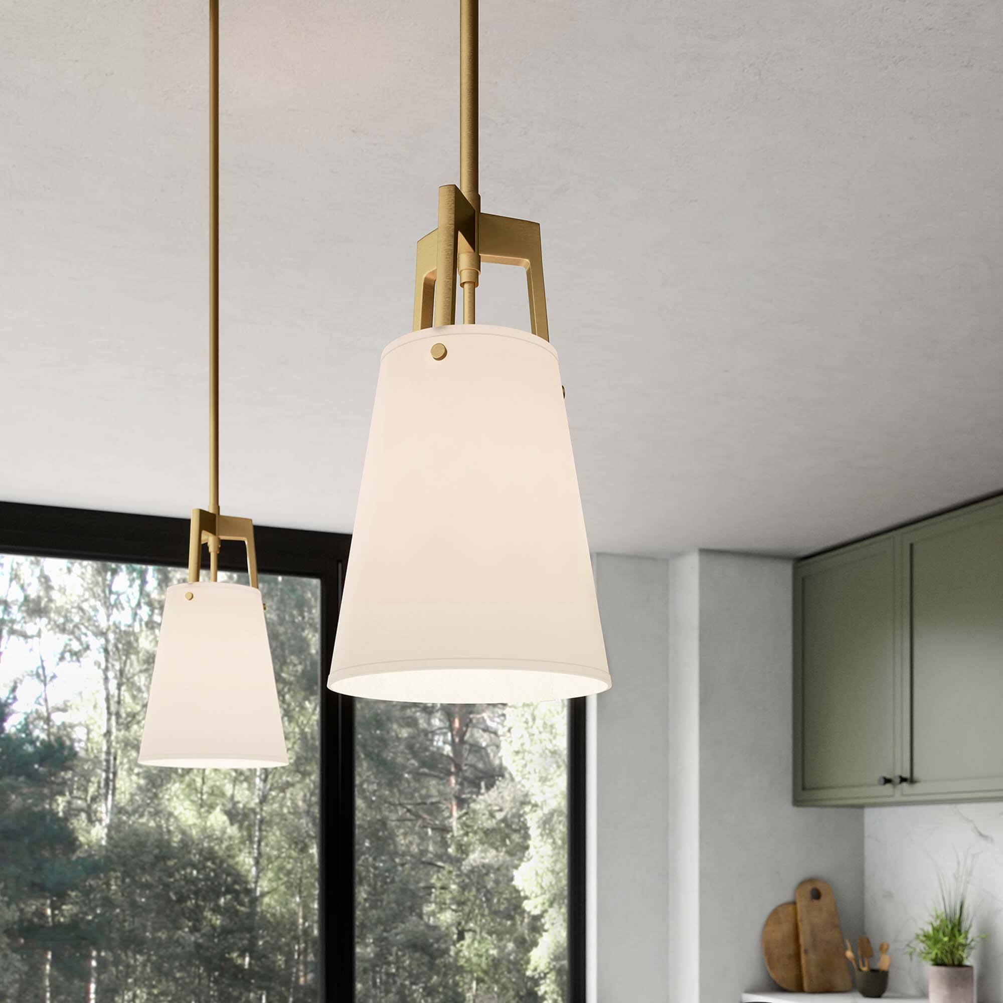 Alt View 1. Modway - Aspire Pendant Light by Modway - White Satin Brass.