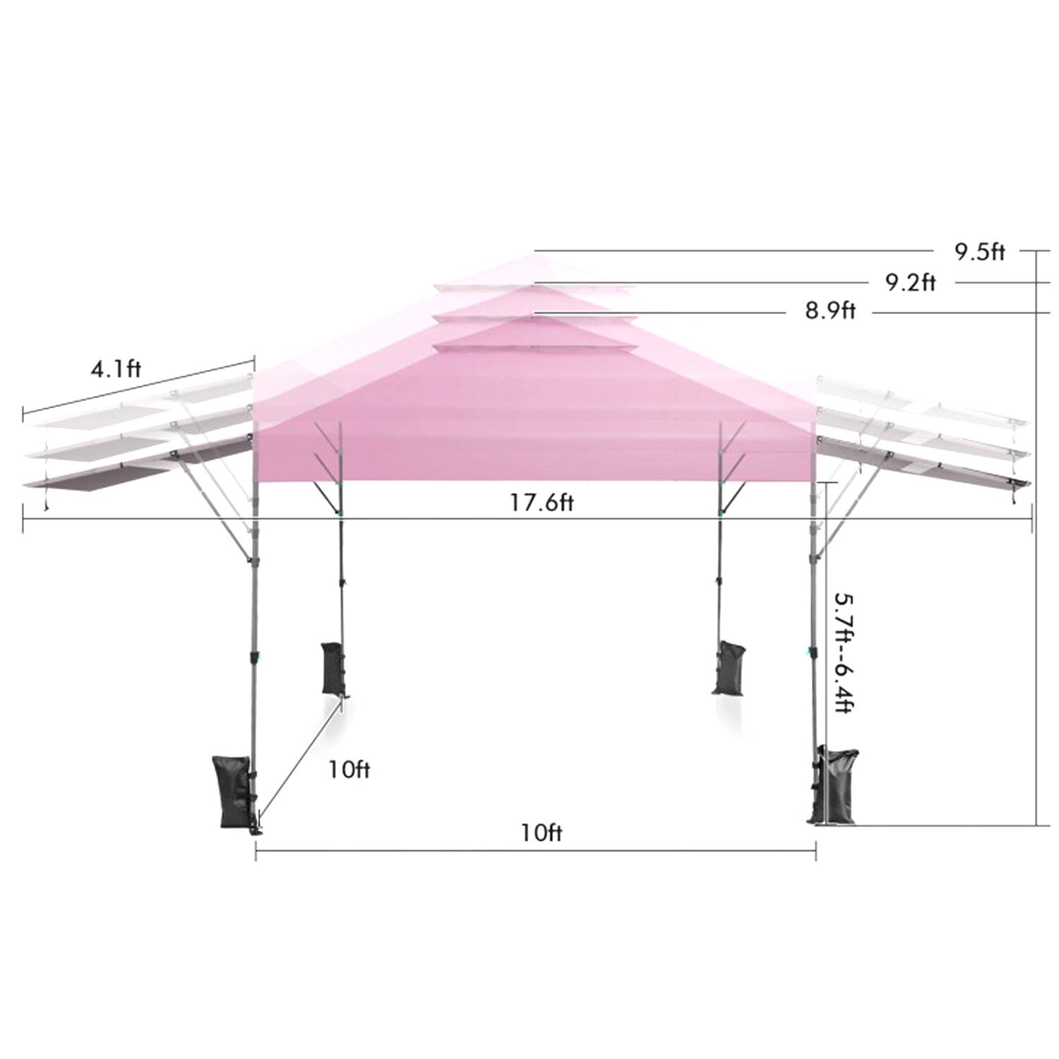 9.5ft 9.2ft 8.9ft 4.1ft 17.6ft 10ft 5.7ft-6.4ft 10ft