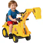 Front. Homcom - Ride On Excavator Pull Cart, Horn, Under Seat Storage, Sit and Scoot, Pretend Play, Ages 18-48 Months.