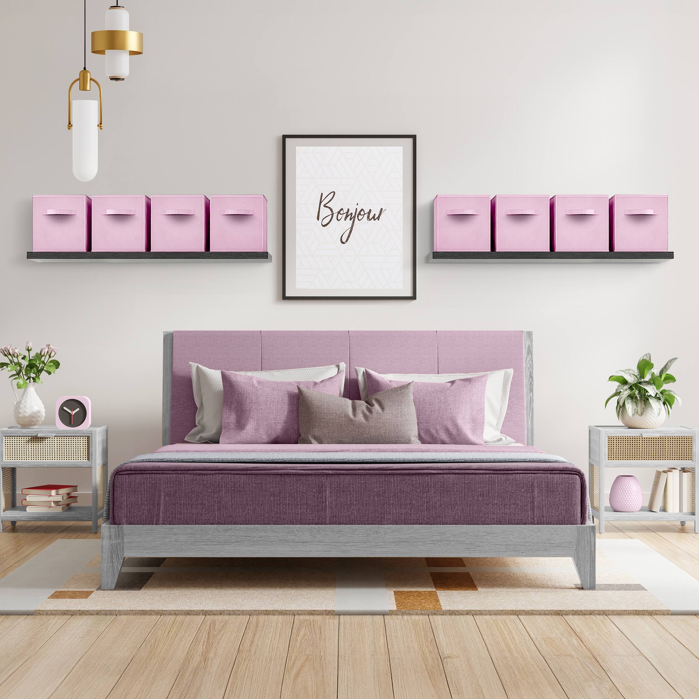 Alt View 2. Sorbus - Sorbus Fabric Storage Cubes - 8 Foldable Storage Bins for Organizing Pantry, Cubbies, Toy Box - Clothes Storage - Pastel Pink.