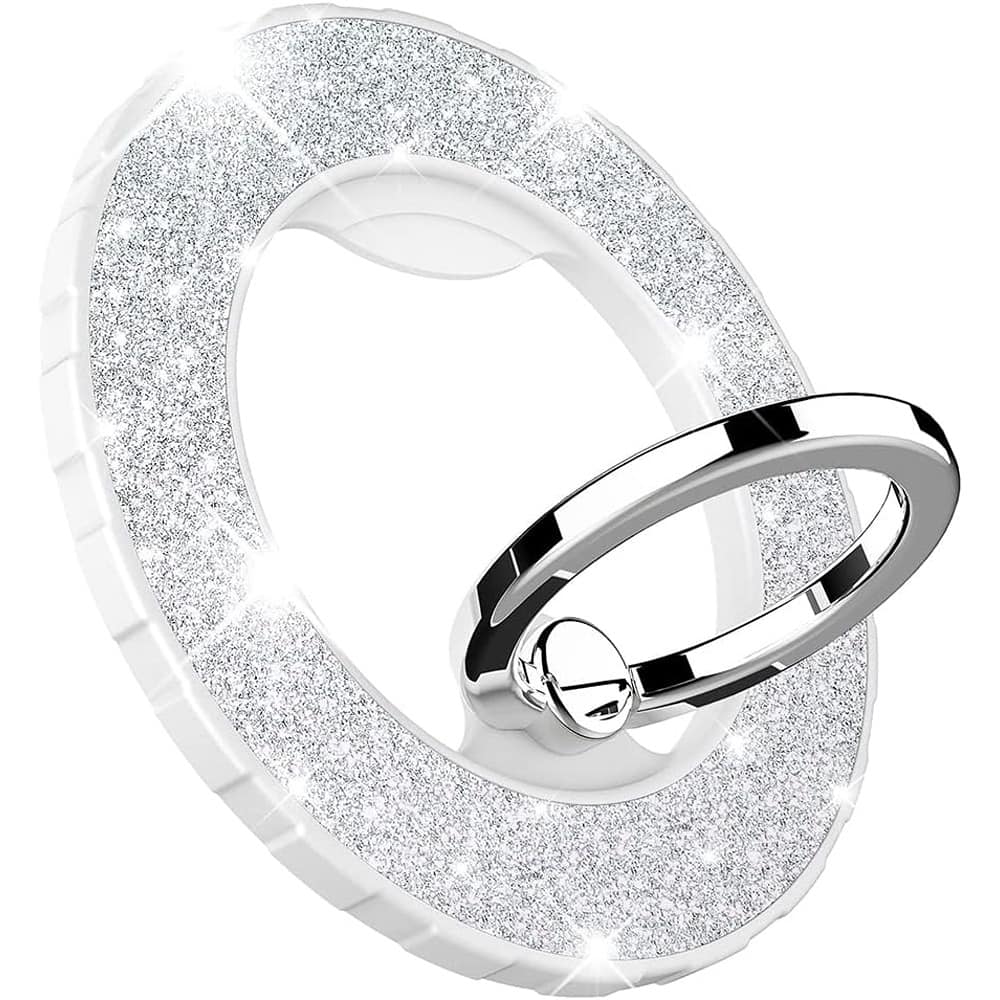 PARKER SLATER - MagSafe Magnetic Phone Ring Holder with Glitter Grip & Adjustable Kickstand – Silver - Glitter Silver
