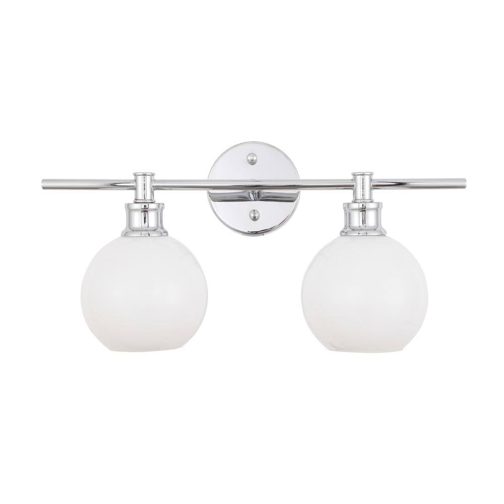 Alt View 1. Living District - Collier 2 light Chrome and Frosted white glass Wall sconce - Chrome And Frosted White Glass.