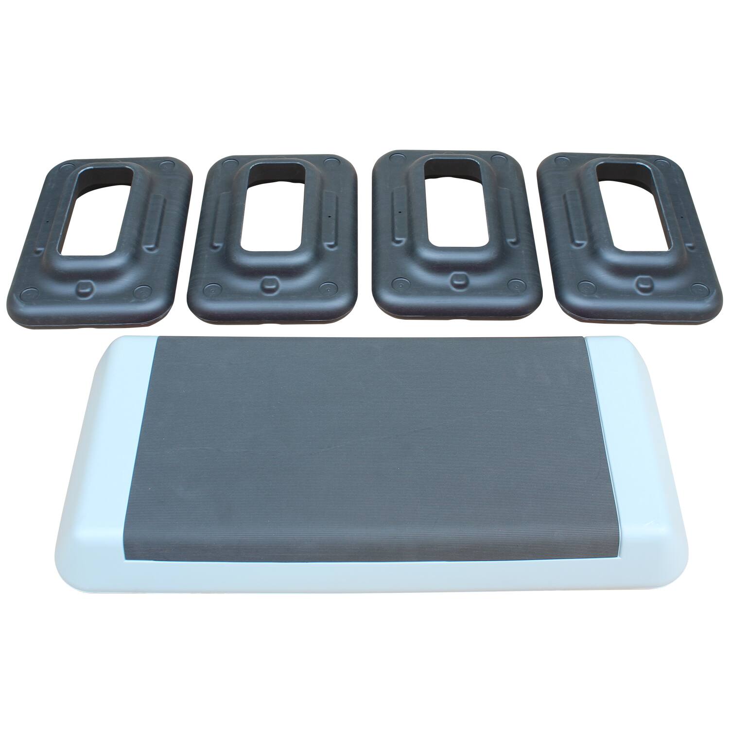 Left. Anysun - Adjustable Workout Aerobic Stepper in Fitness & Exercise Step Platform Trainer with 2 Risers - Blue.