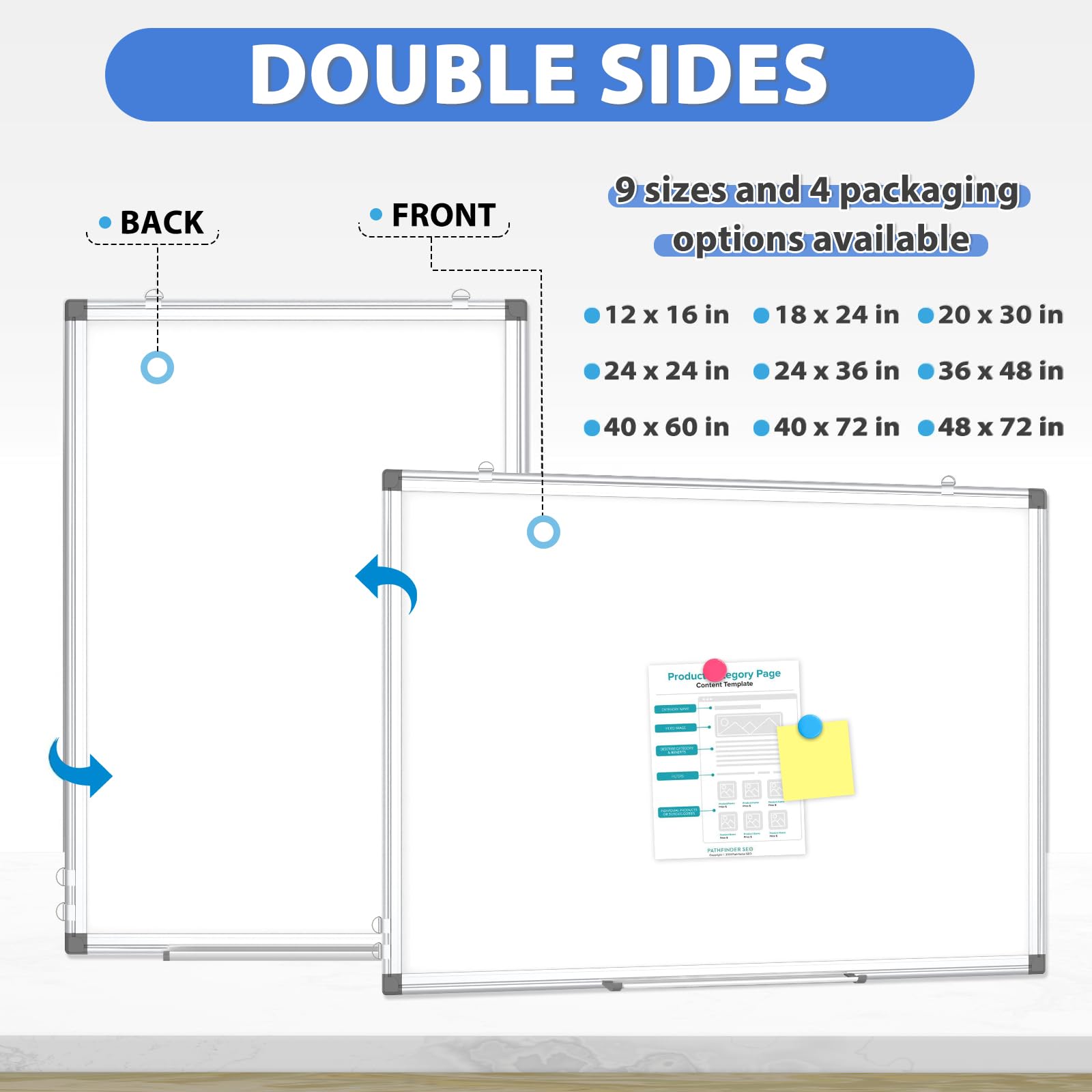 DOUBLE SIDES

9 sizes and 4 packaging options available

12 x 16 in
18 x 24 in
20 x 30 in
24 x 24 in
24 x 36 in
36 x 48 in
40 x 60 in
40 x 72 in
48 x 72 in

BACK
FRONT

Product Category Page
Content Template
