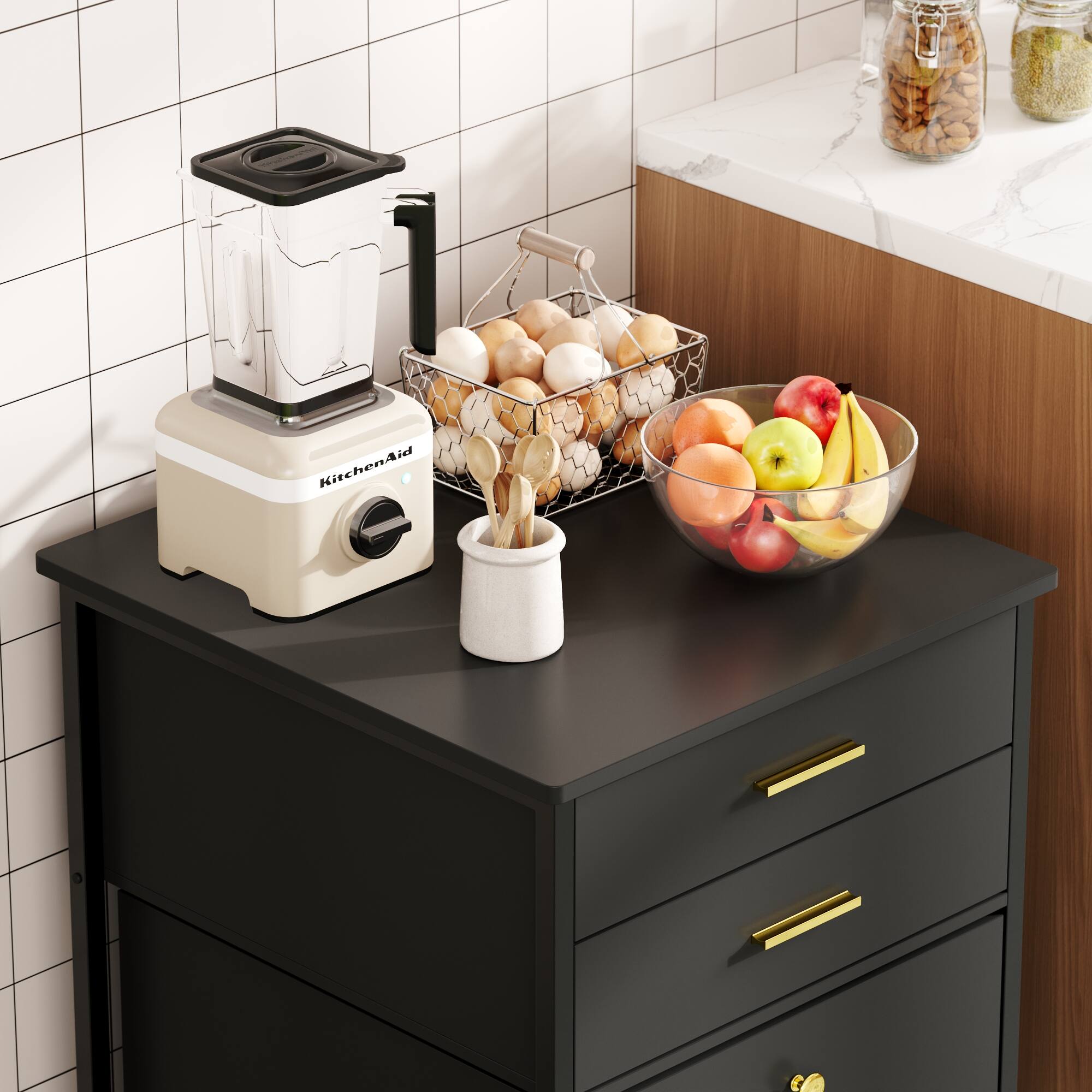 Alt View 9. Famapy - Multi - Functional Small Refrigerator Base Cabinet Versatile Storage for Kitchen Bathroom - Black.