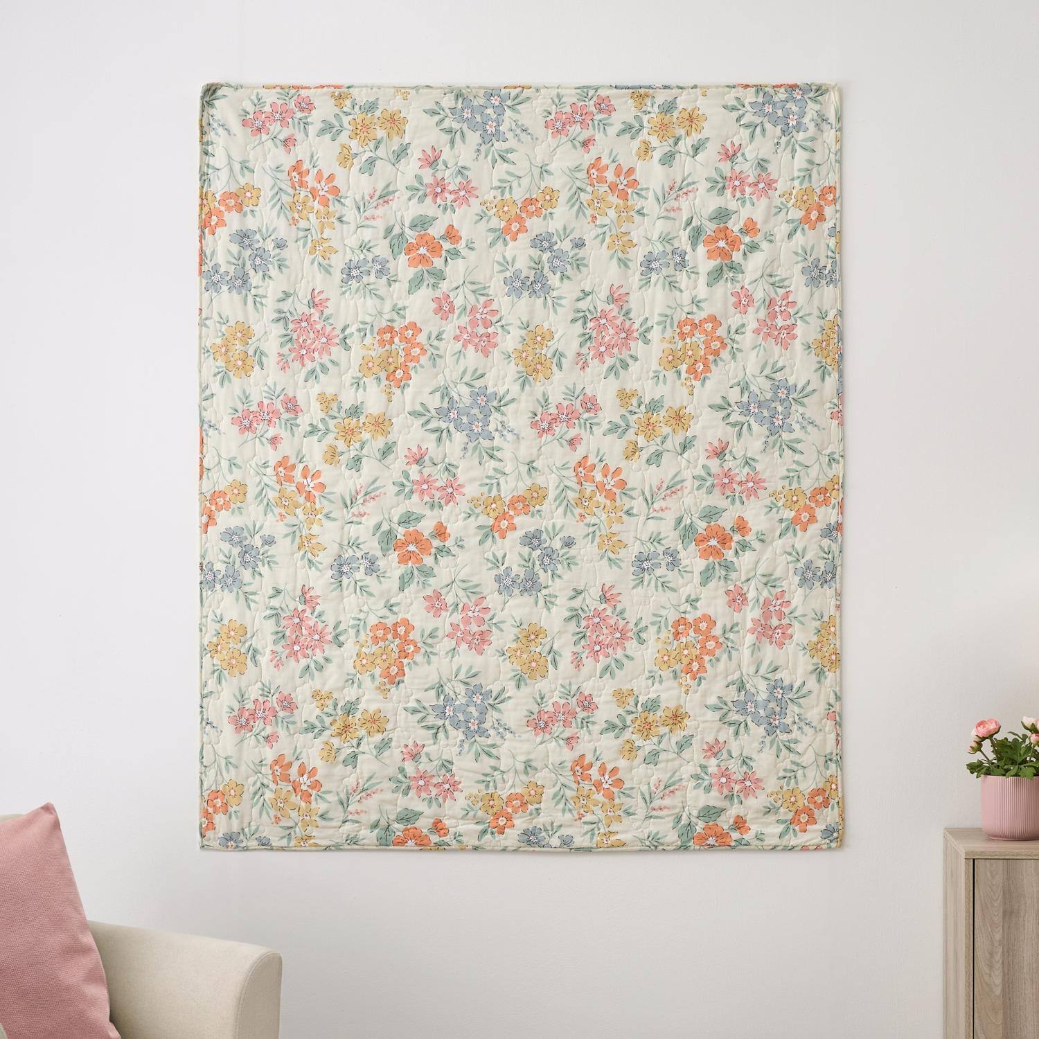 Alt View 2. Greenland Home Fashions - Greenland Home Fashions Chloe 100% Cotton Soft Delicate Floral Pattern Accessory Throw 50" x 60" Pastel - Pastel.