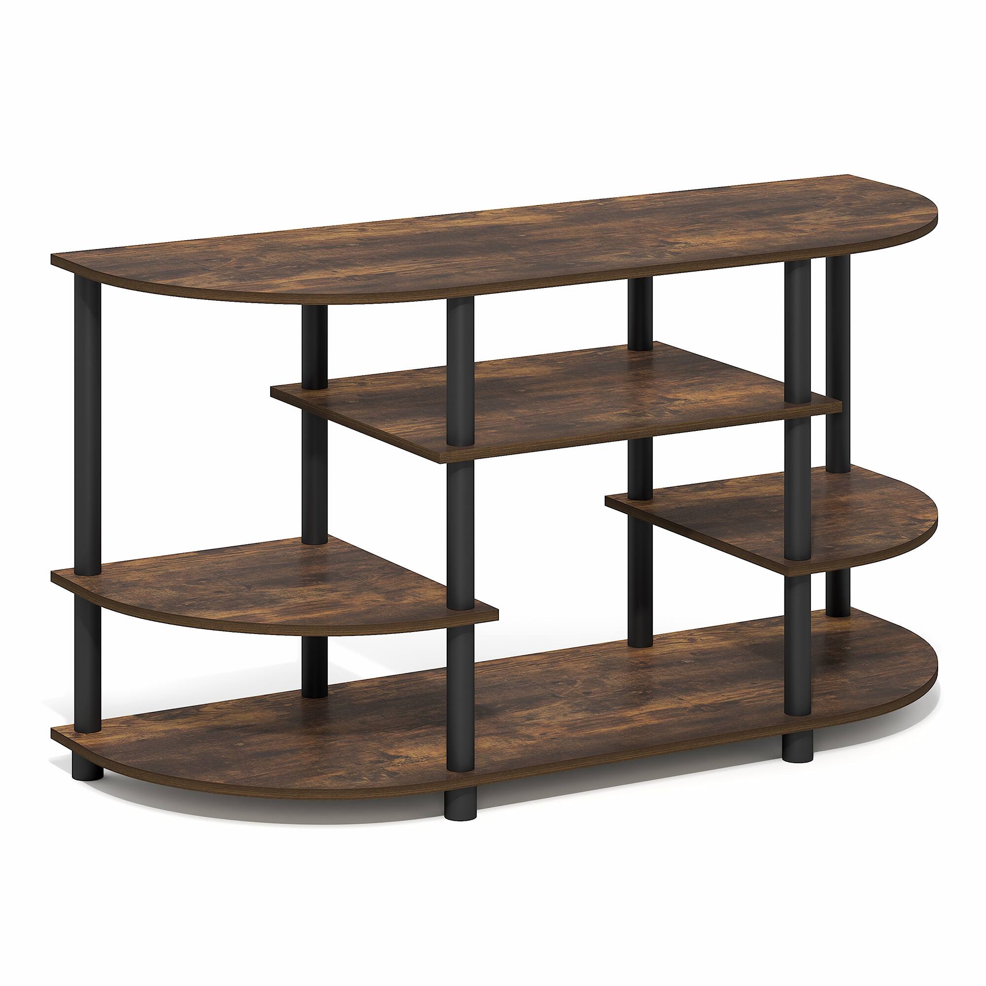Alt View 5. Furinno - JAYA TV Stand, Open Shelf Design Corner Entertainment Center, TV Console for TV up to 46 Inch, Toolless Assembly - Amber Pine/Black.