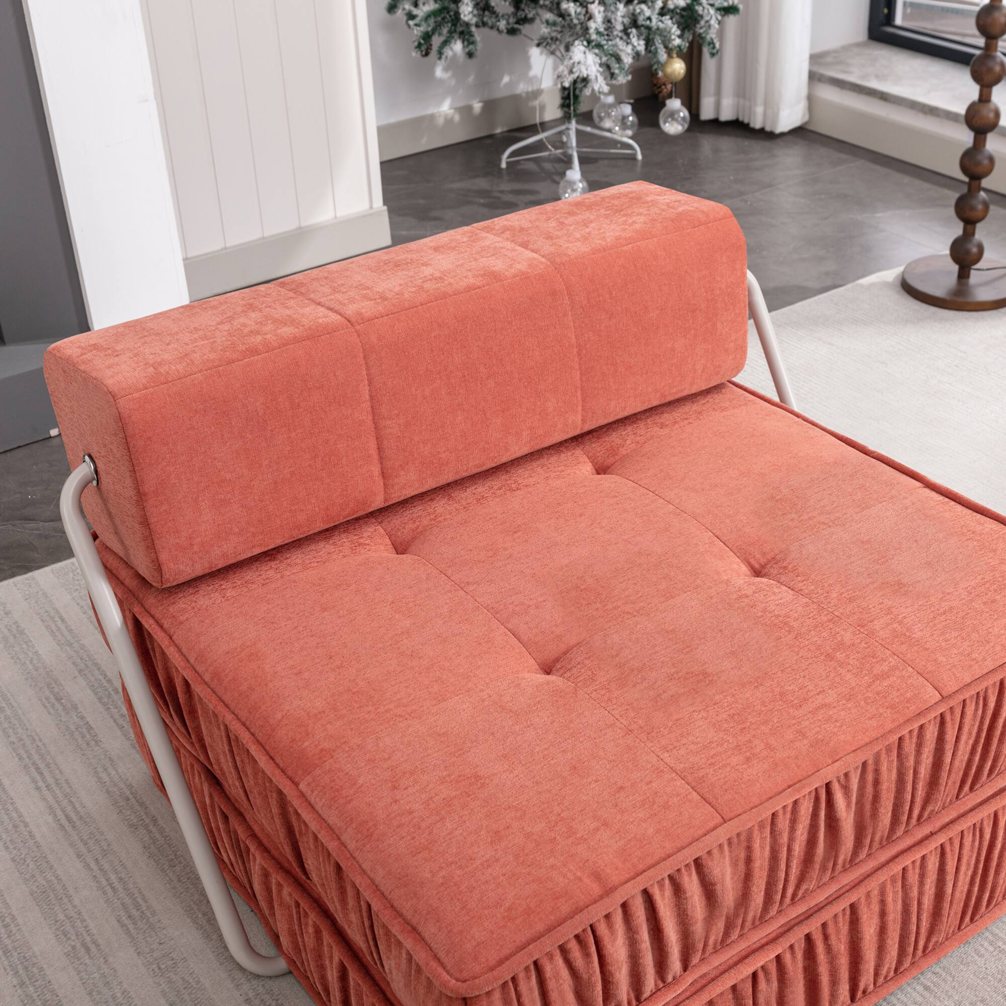 Alt View 1. GOODSILO - Convertible Folding Sofa Bed with Removable Back Cushion for Living Room Guest Room Home Office Apartment Small Space - Orange.