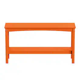 WestinTrends - Malibu 55" Outdoor Patio HDPE Adirondack 2-Tier Shelf Console Table - Orange