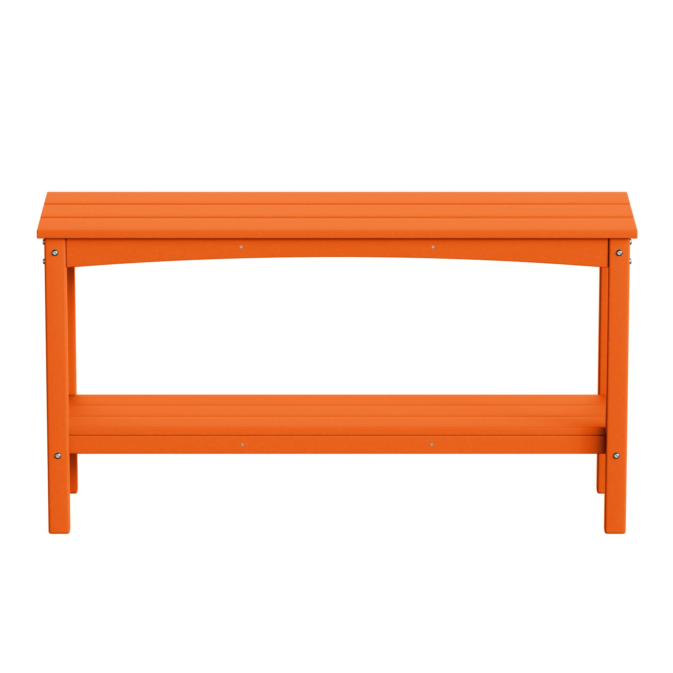 Front. WestinTrends - WestinTrends Malibu 55" Outdoor Patio HDPE Adirondack 2-Tier Shelf Console Table - Orange.