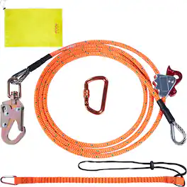 VEVOR - Steel Core flipline, 1/2" x 12' Arborist Flipline, Flip Line for Tree Climbing with Alloy Steel Snap Hook - Orange