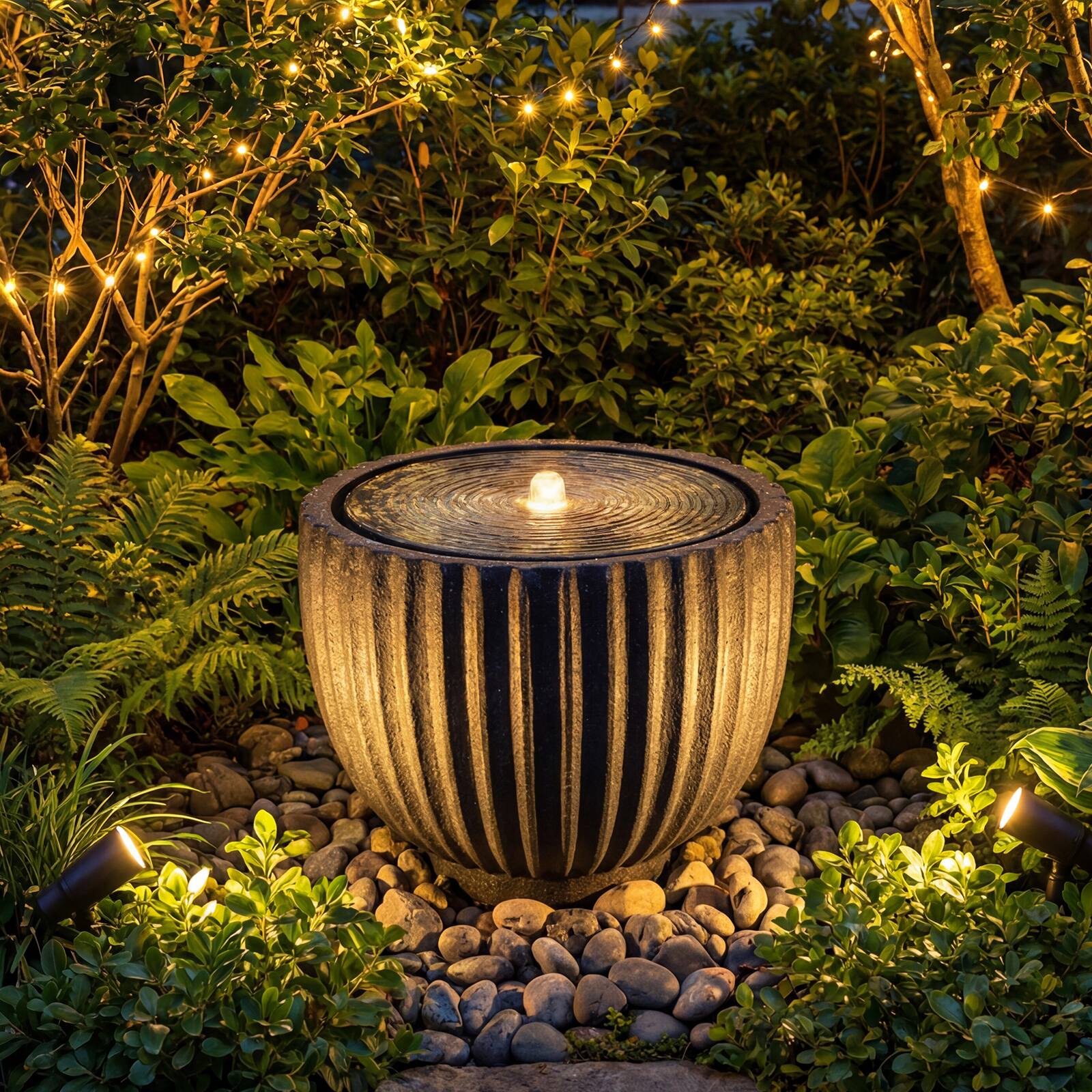 Alt View 4. Costway - Costway 17.5" Outdoor Round Sphere Water Fountain with LED Lights & Pump for Garden Patio - Gray.