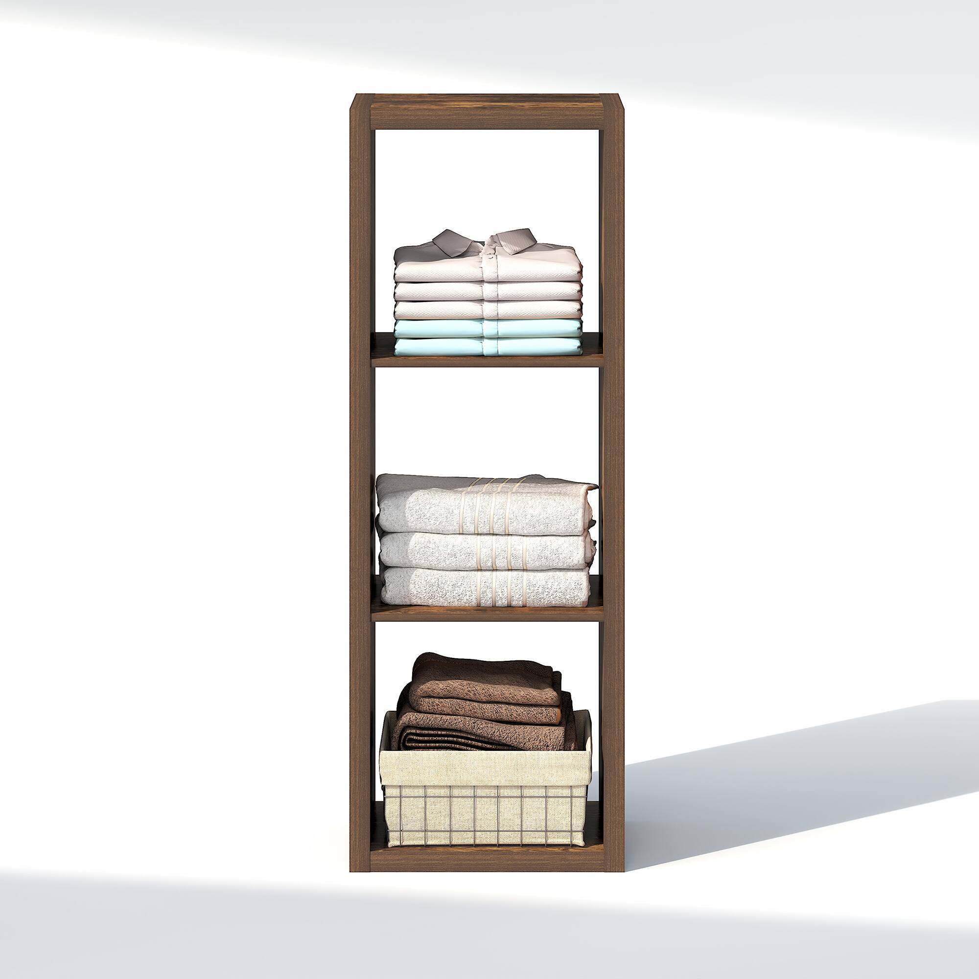 Alt View 3. Furinno - CUBIC Closet Organizers, 3-Cube Closet Organizer, Open Shelf, Extra Thick Frame, for Wardrobe, Bedroom, Living Room - Amber Pine.