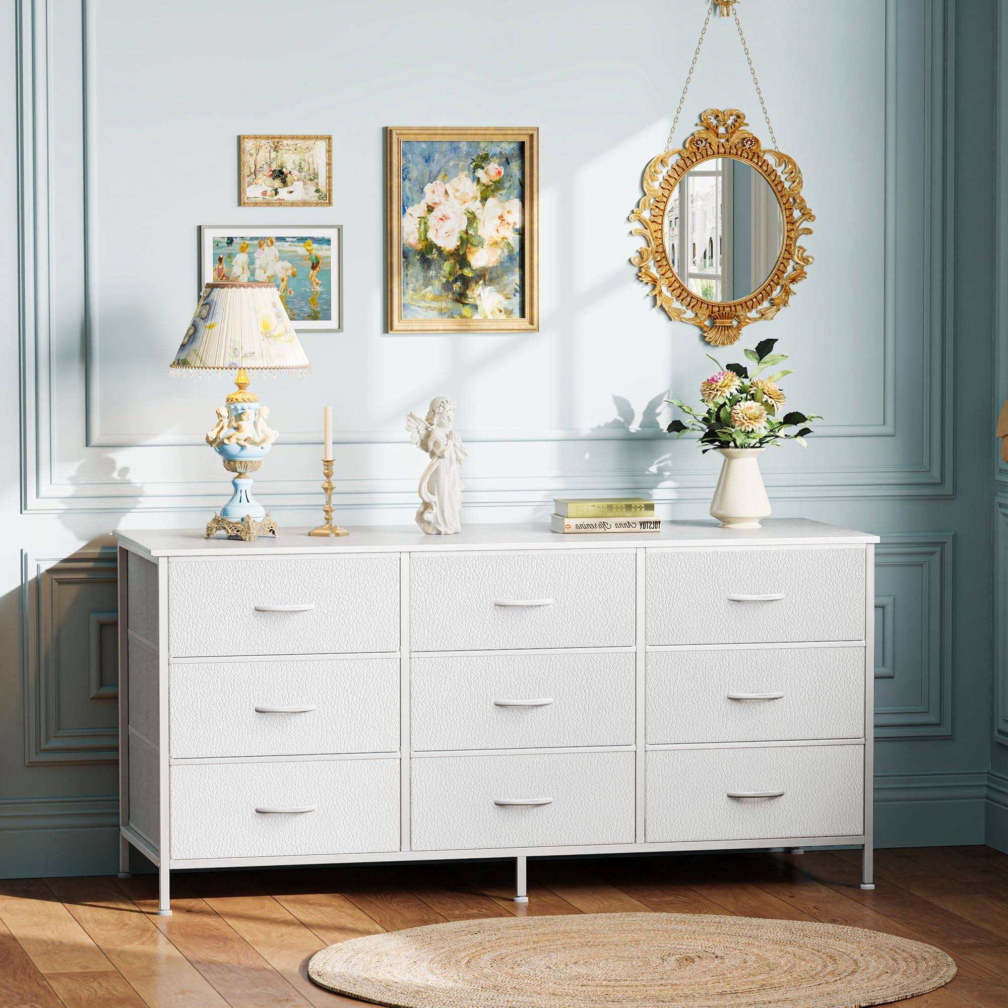 Alt View 1. Hirose Alice - 9 Drawer Dresser 47 Inch Tv Stand For 50 55 Entertainment Center With Drawers Fabric Chest Of Bedroom Closet P... - Black-11.7"D x 47.2"W x 26.8"H (9 Drawers).