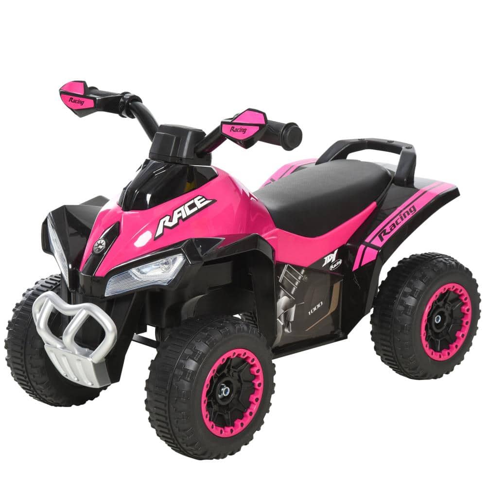 BreeBe - Aosom NO Power Kids ride on Push Car, Foot-to-Floor Sliding Racer with Music & Lights, Walking ATV Toy, Age 1.5-3 - Pink