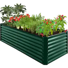 Best Choice Products - 8x4x2ft Outdoor Metal Raised Garden Bed for Vegetables Flowers Herbs - Dark Green