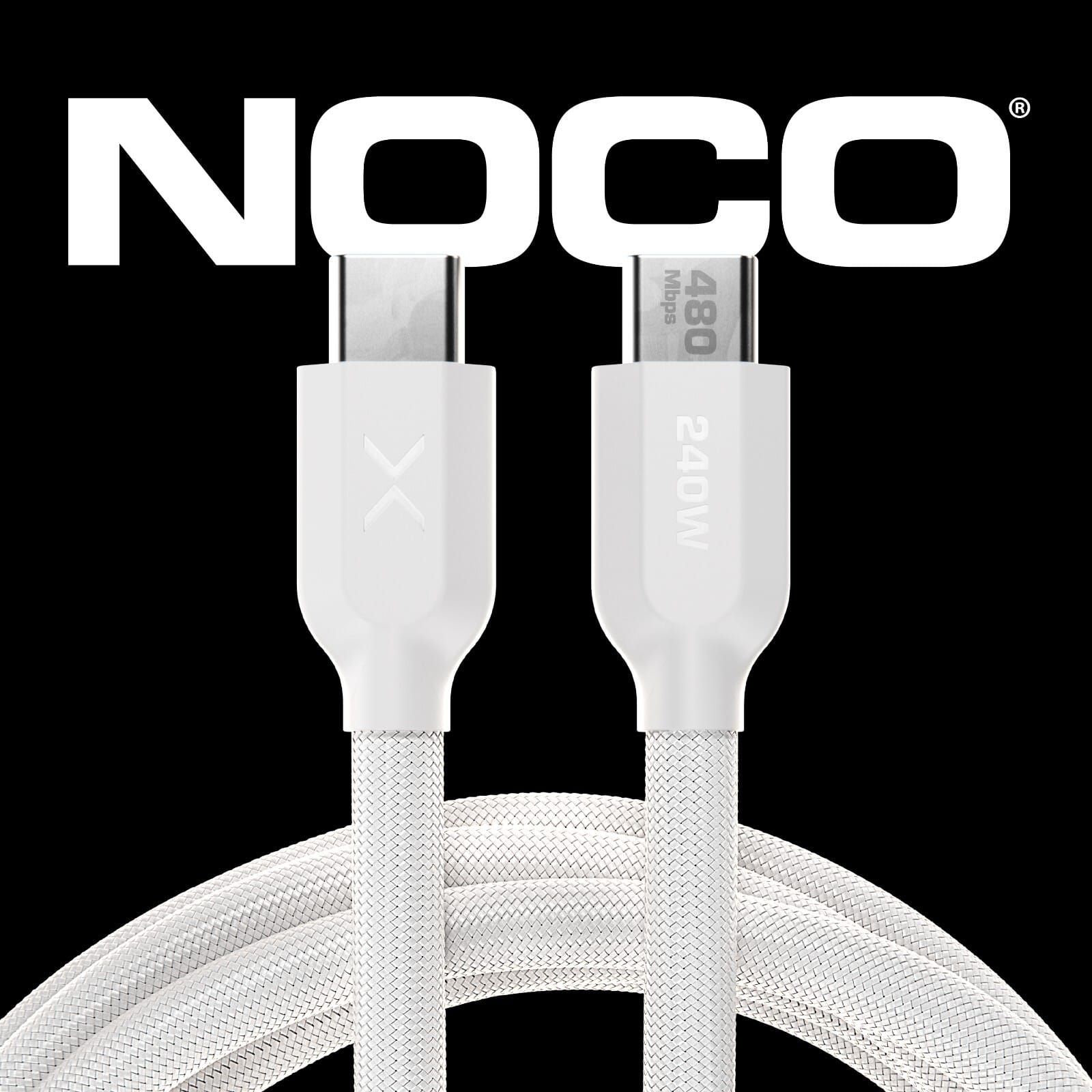 NOCO - XGrid XC1: 240W USB-C to USB-C Cable – 3ft Fast Charging, USB-IF Certified, 480Mbps, UltraFlex Durable Design - White