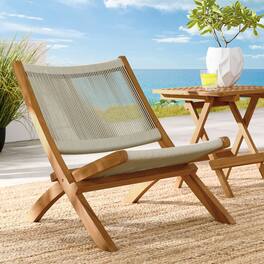 Vienna Outdoor Patio Teak and Rope Folding Accent Lounge Chair by Modway - Natural Natural