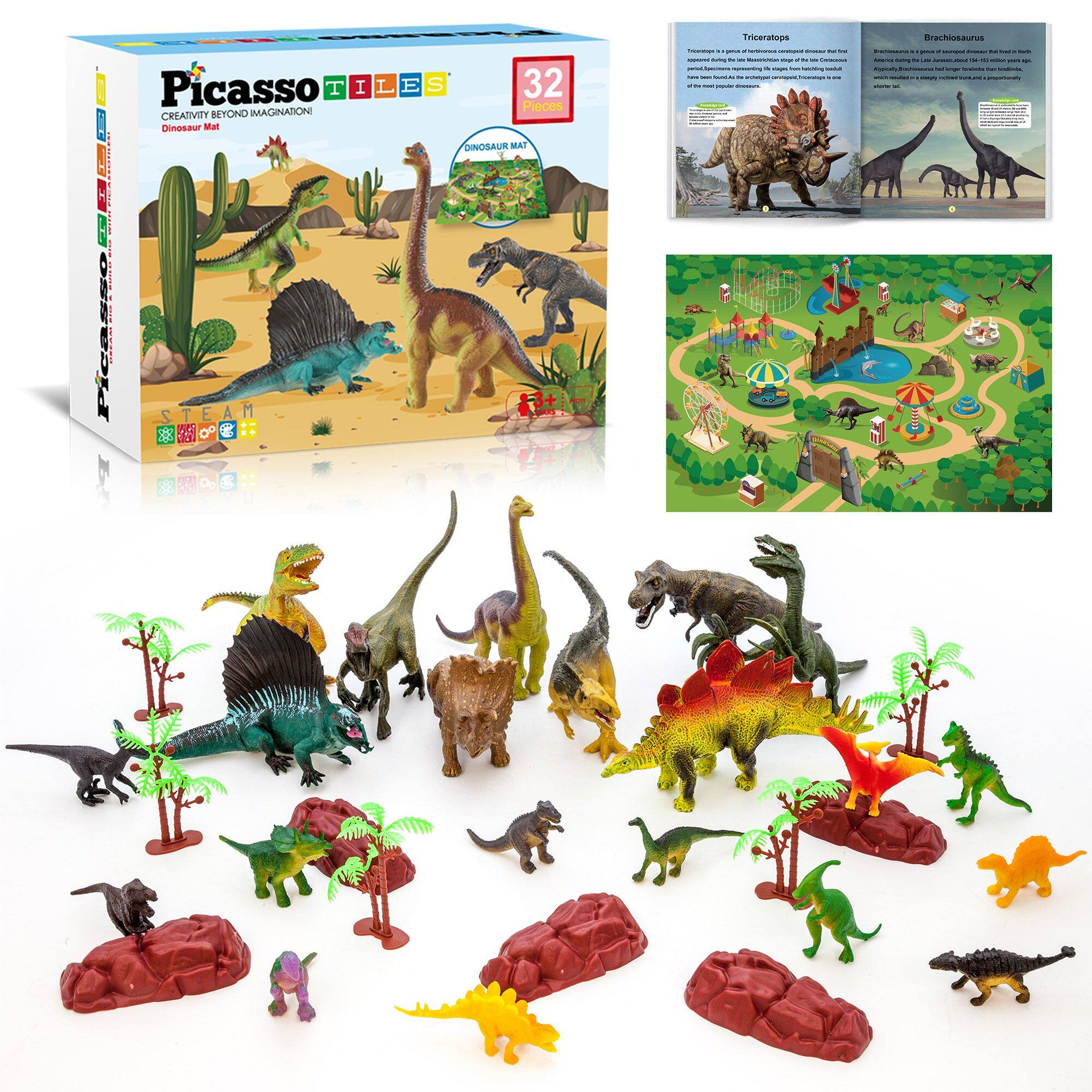 Picasso Tiles  
Creativity Beyond Imagination!  
Dinosaur Mat  
32 Pieces  

Triceratops  
Brachiosaurus  

Dinosaur Mat  
Dinosaur Park  

STEAM
