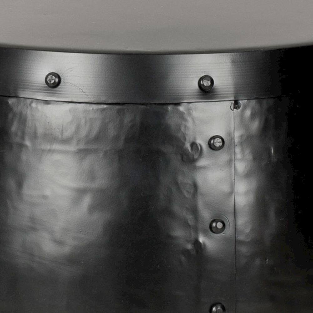 Left. Safavieh - Home Collection Hogan Silver Iron Drum Stool, Black - Black.