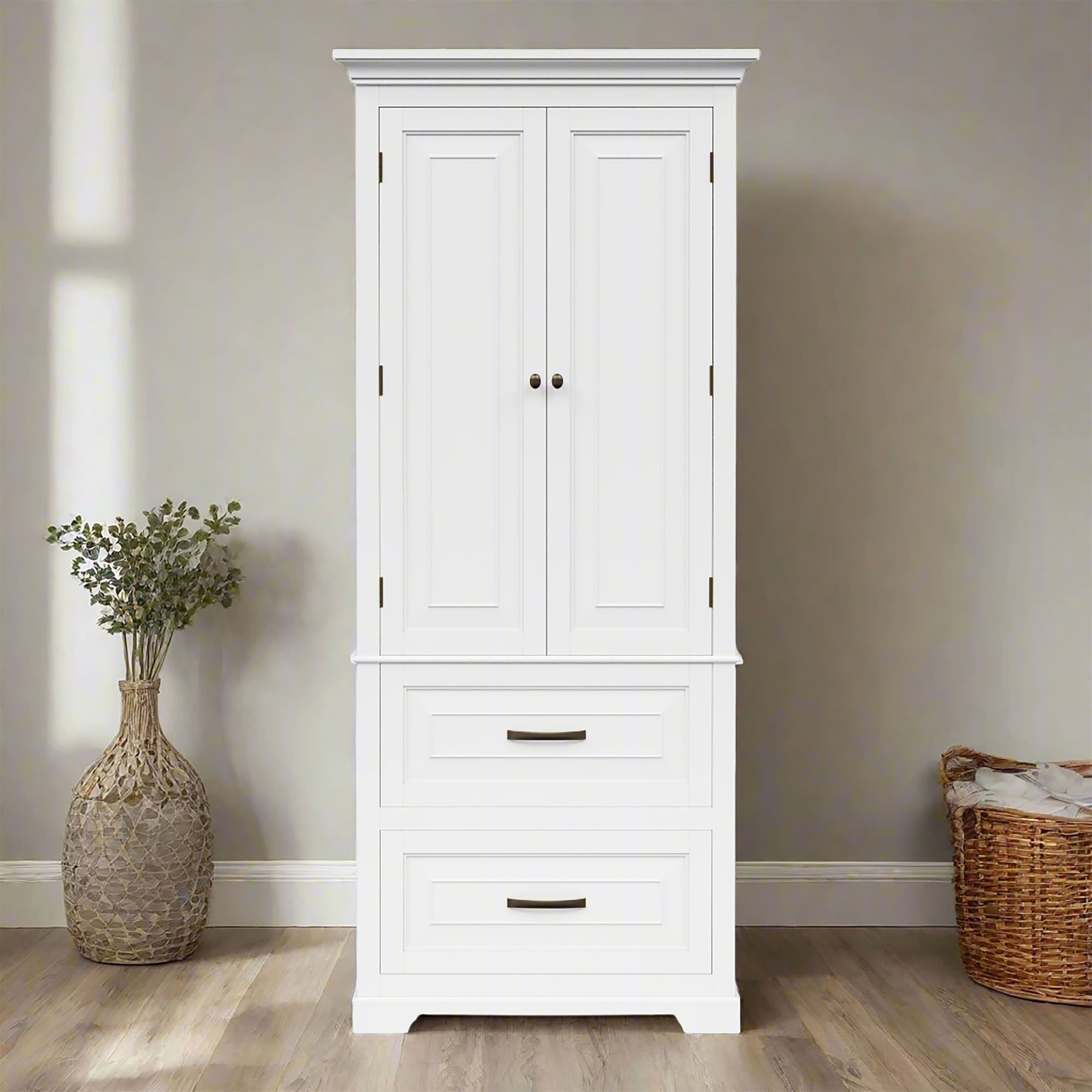 Teamson Home - St James Linen Tower with 2 Doors and 2 drawers with Finish - White