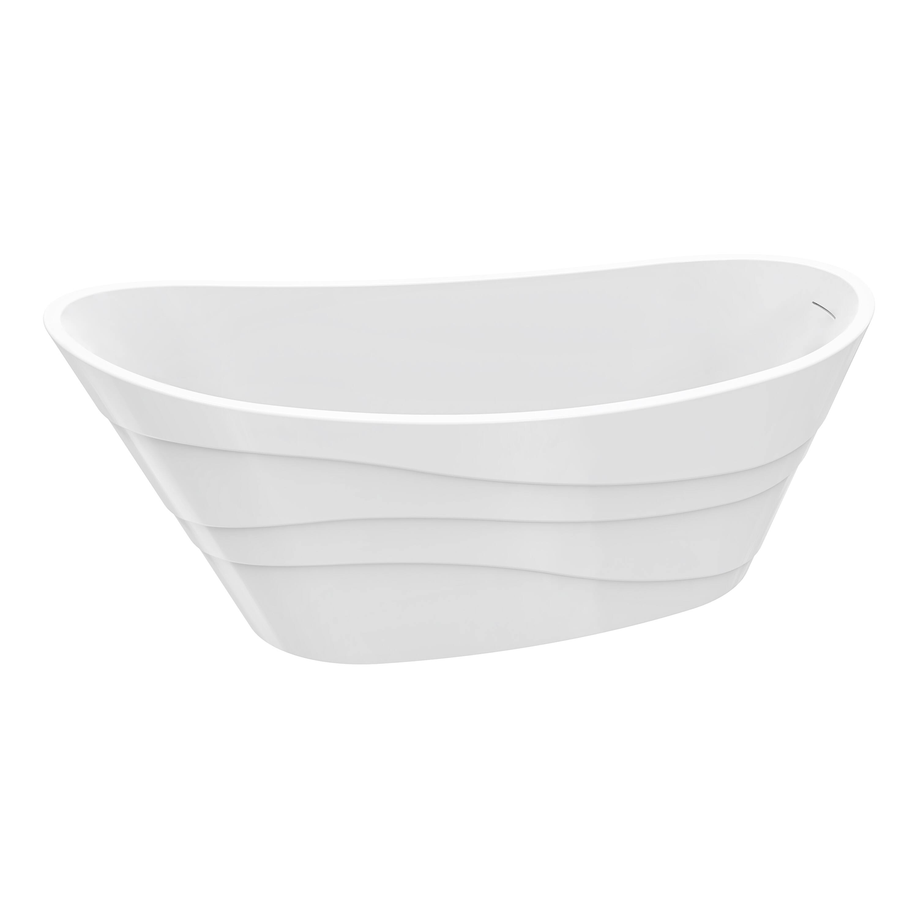 Alt View 8. WELLFOR - Trace 67 in. x 29 in. Pure Virgin Acrylic Freestanding Soaking Bathtub with Drain and Overflow - White.