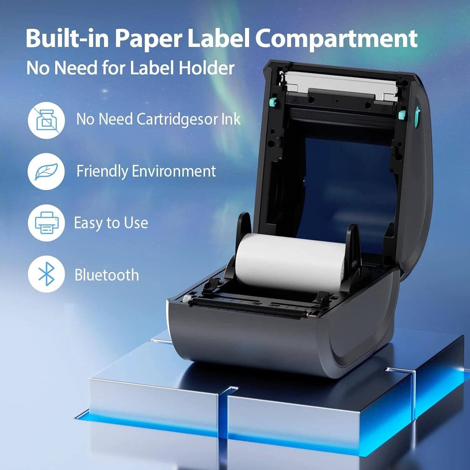 Built-in Paper Label Compartment
No Need for Label Holder
No Need Cartridgesor Ink
Friendly Environment
Easy to Use
Bluetooth
