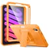 Front. DTTO - Shockproof Case for iPad mini 7 (A17 Pro) 2024 / iPad mini 6 2021 8.3 Inch, Built-in Screen Protector and Pencil Holder - Orange.