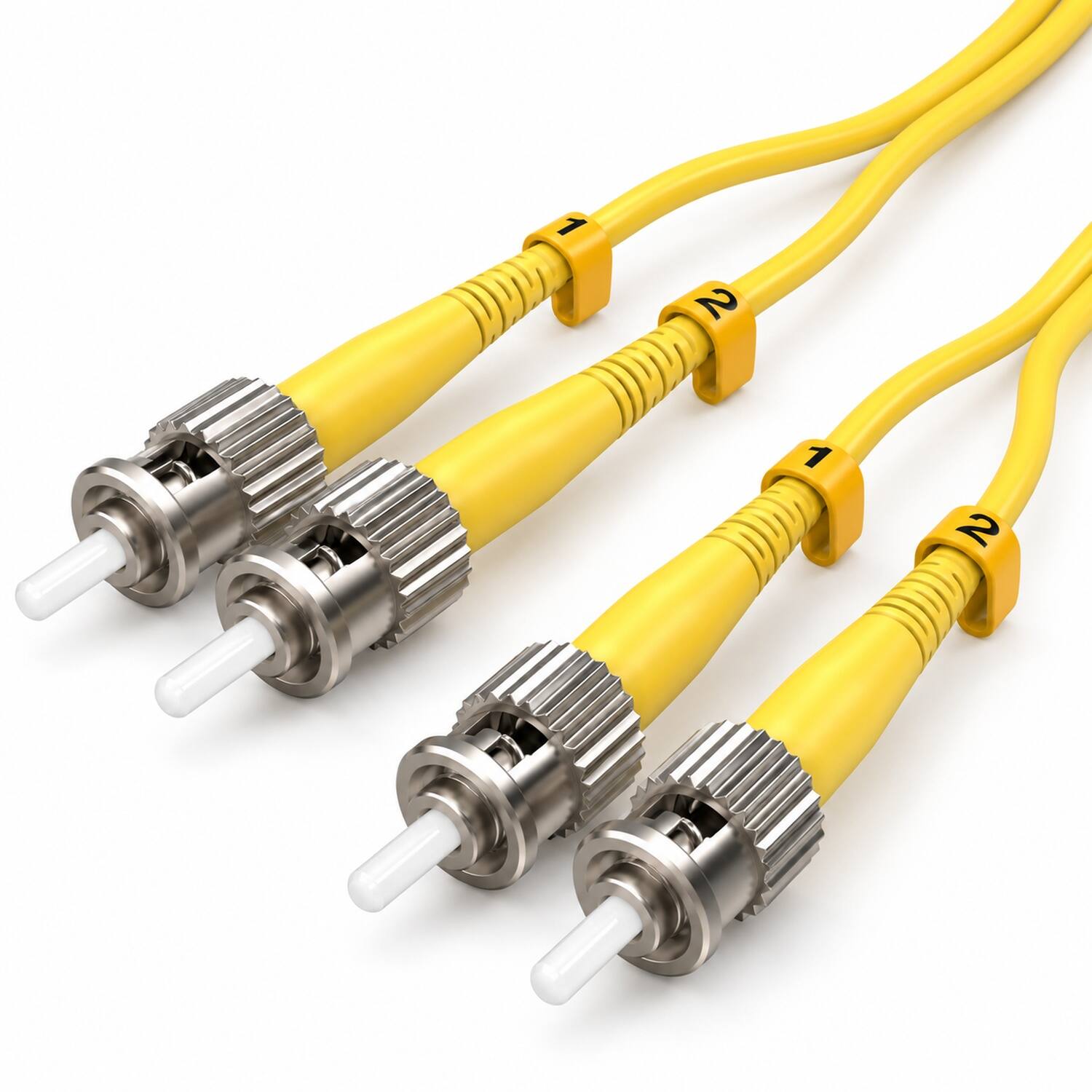 Angle. Sanoxy - 10m ST/ST Duplex 9/125 Single Mode Fiber Optic Cable - Yellow.