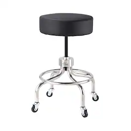 Viva Comfort - Office Stool with Circular Foot Ring, Antimicrobial Upholstery, 250lb Capacity, Pneumatic Height Control - Black