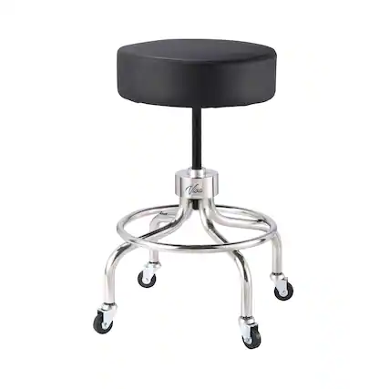 Front. Viva Comfort - Office Stool with Circular Foot Ring, Antimicrobial Upholstery, 250lb Capacity, Pneumatic Height Control - Black.